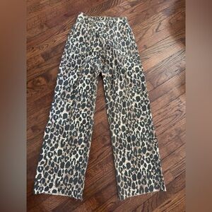 Leopard Print Wide-Leg Pants
